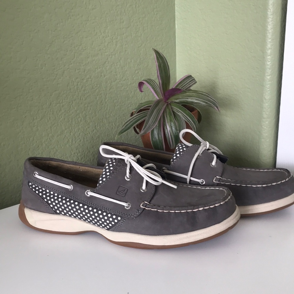 Grey Polka Dot Sperrys